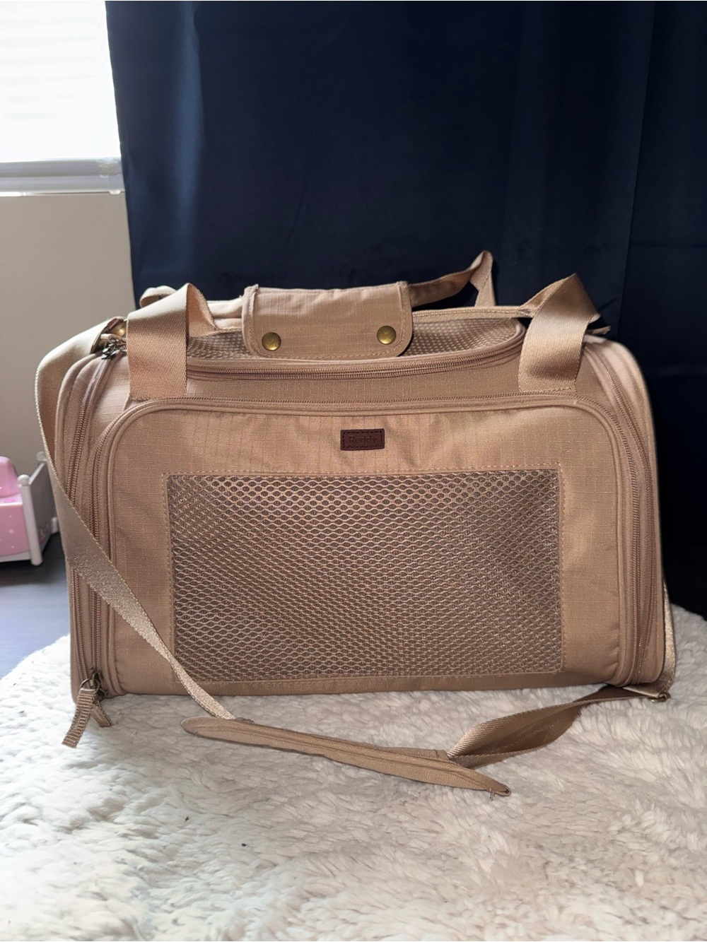 Petco Reddy Deluxe Tan Travel Pet Carrier And Water Bowl